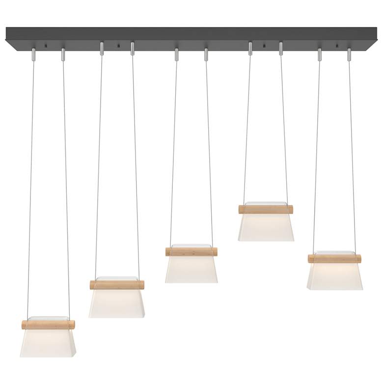 Image 1 More Cowbell LED Pendant - Black - Maple Wood - Clear - Frosted Diffuser