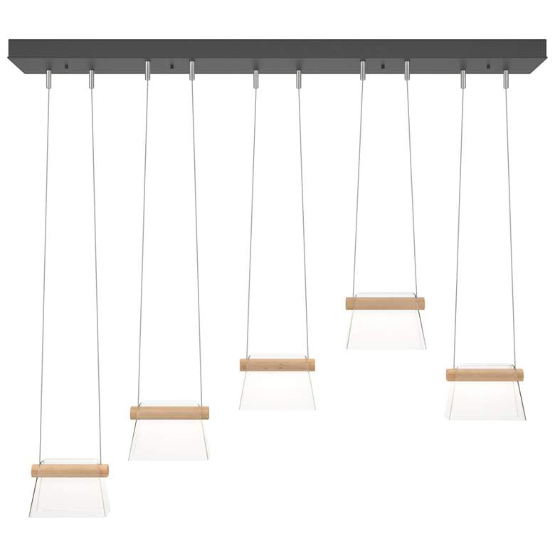 Image 1 More Cowbell LED Pendant - Black - Maple Wood - Clear