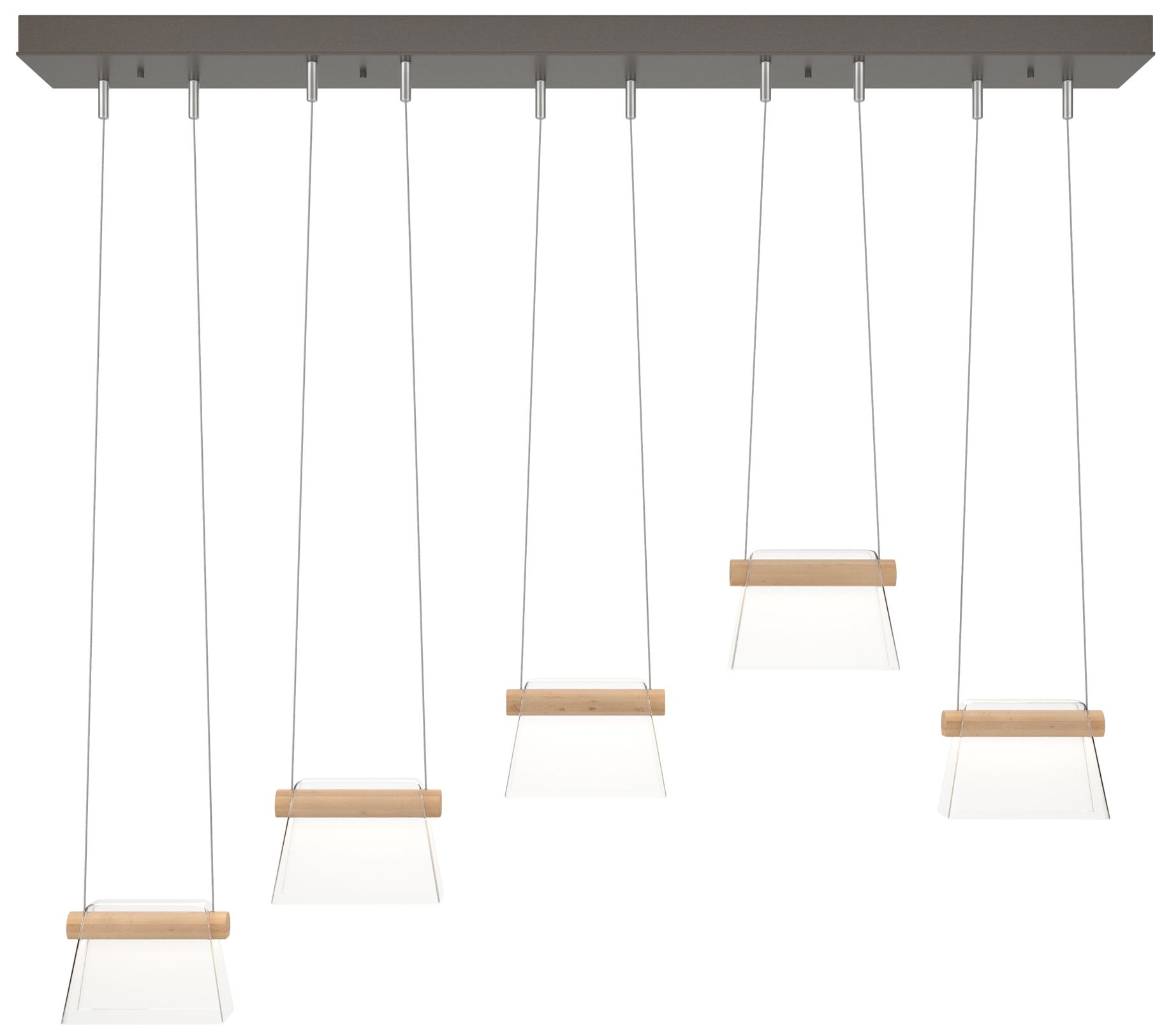 More Cowbell LED Pendant - Dark Smoke - Maple Wood - Clear - Made to Order