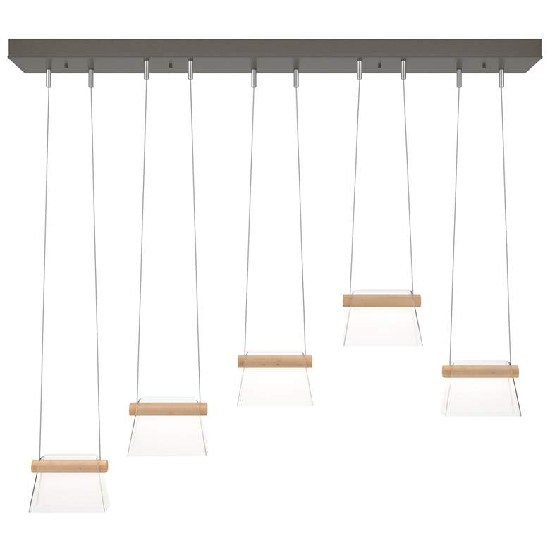 Image 1 More Cowbell LED Pendant - Dark Smoke - Maple Wood - Clear
