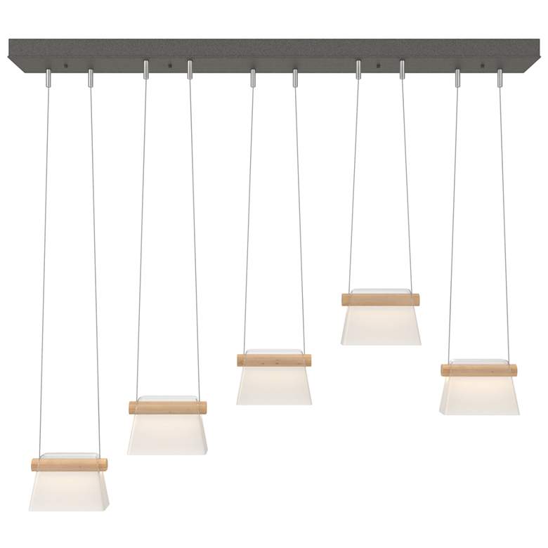 Image 1 More Cowbell LED Pendant - Iron - Maple Wood - Clear - Frosted Diffuser