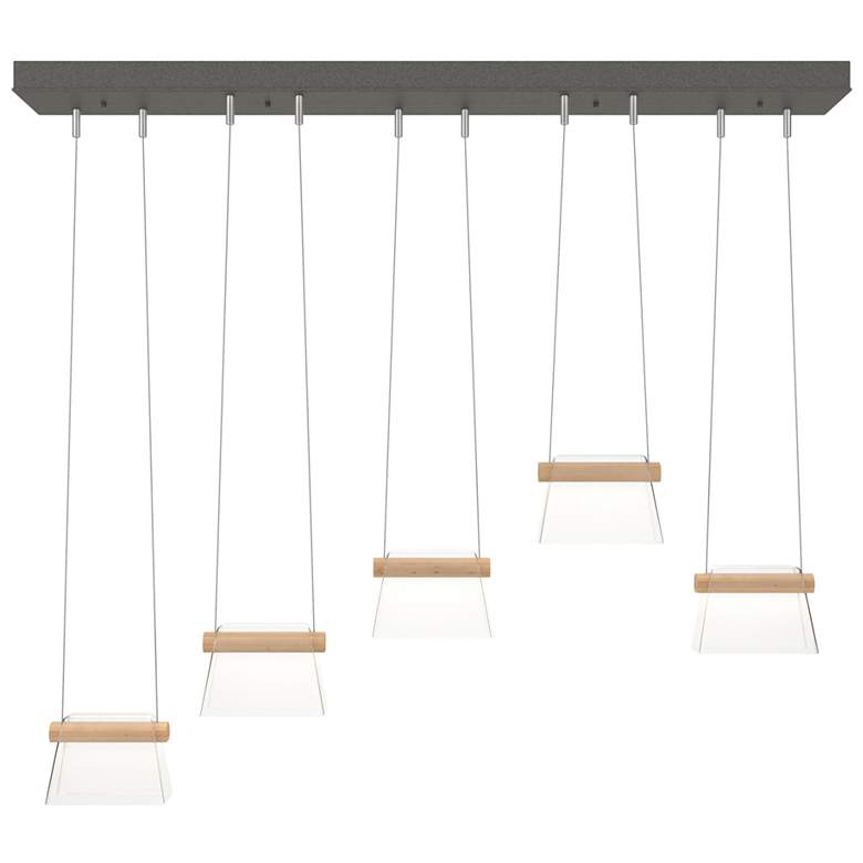 Image 1 More Cowbell LED Pendant - Iron - Maple Wood - Clear