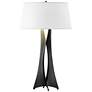 Moreau 33.4" High Tall Black Table Lamp With Flax Shade