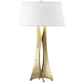 Image1 of Moreau 33.4" High Tall Modern Brass Table Lamp With Flax Shade