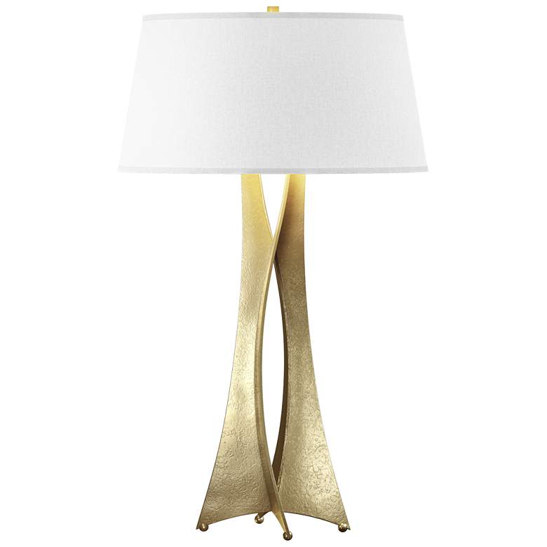 Image 1 Moreau 33.4 inch High Tall Modern Brass Table Lamp With Flax Shade