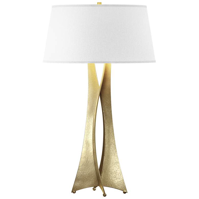 Image 1 Moreau 33.4" High Tall Modern Brass Table Lamp With Flax Shade
