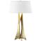 Moreau 33.4" High Tall Modern Brass Table Lamp With Flax Shade