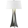 Moreau 33.4" High Tall Natural Iron Table Lamp With Flax Shade