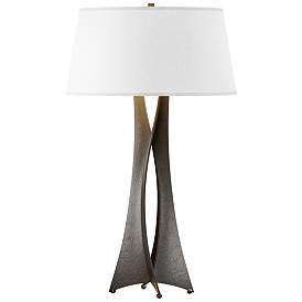 Image1 of Moreau 33.4" High Tall Oil Rubbed Bronze Table Lamp With Flax Shade