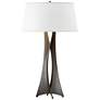 Moreau 33.4" High Tall Oil Rubbed Bronze Table Lamp With Flax Shade