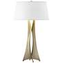 Moreau 33.4" High Tall Soft Gold Table Lamp With Flax Shade
