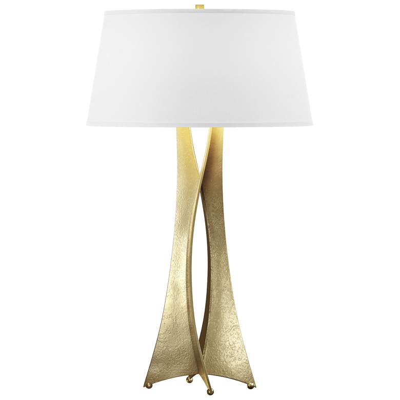 Image 1 Moreau 33.4 inchH Tall Modern Brass Table Lamp With Natural Anna Shade