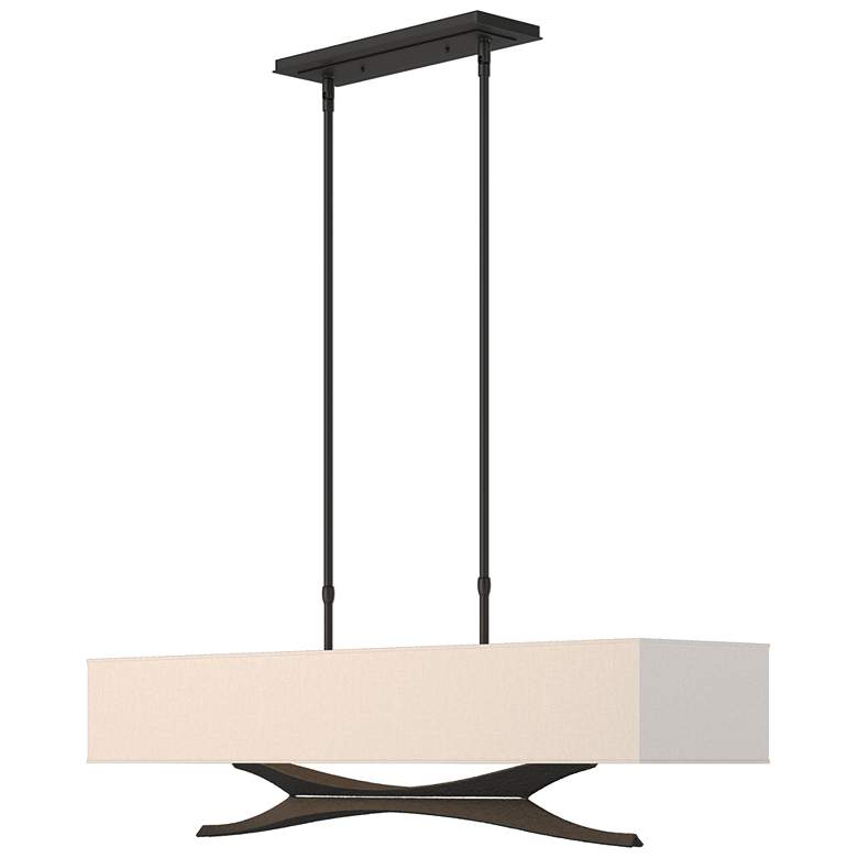 Image 1 Moreau 42" Wide Black Pendant With Flax Shade