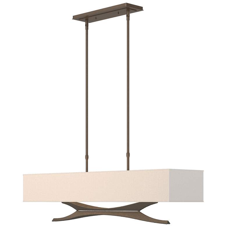 Image 1 Moreau 42" Wide Bronze Pendant With Flax Shade