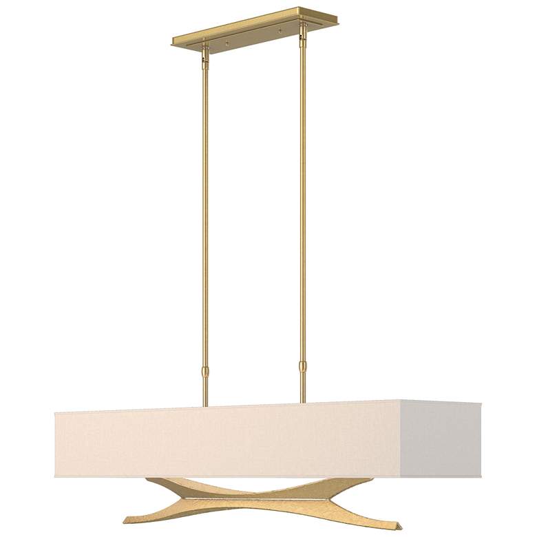 Image 1 Moreau 42" Wide Modern Brass Pendant With Flax Shade