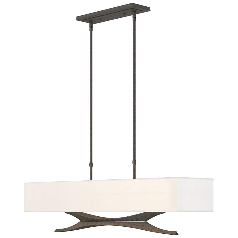 Image 1 Moreau 42" Wide Natural Iron Pendant With Natural Anna Shade