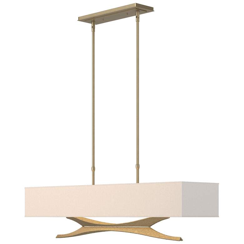 Image 1 Moreau 42" Wide Soft Gold Pendant With Flax Shade