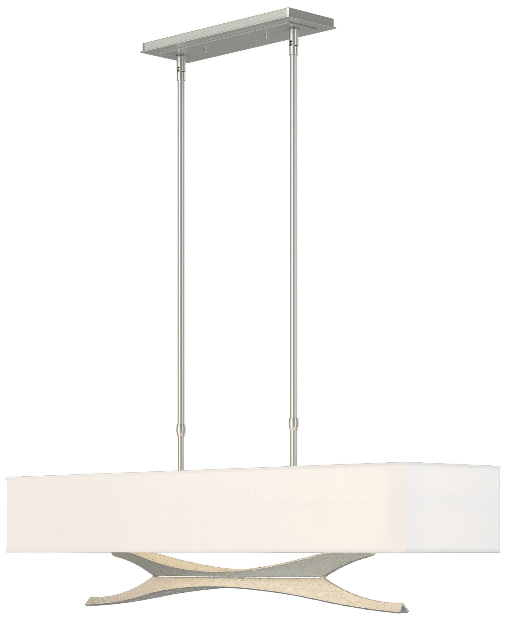 Moreau 42"W Vintage Platinum Pendant With Natural Anna Shade Made to Order