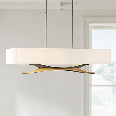 Moreau 42" Wide Dark Smoke Pendant With Natural Anna Shade