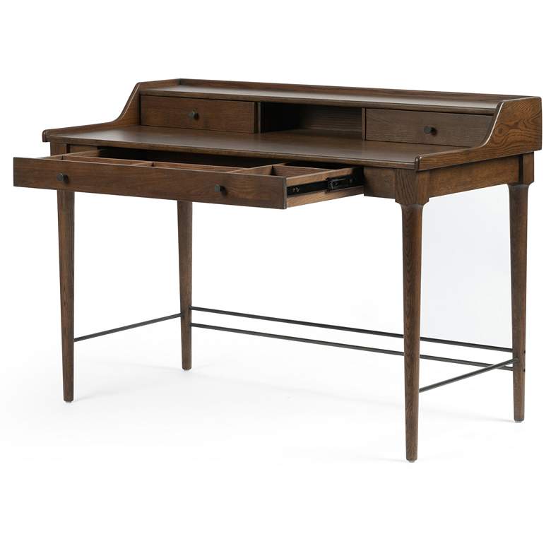 Moreau 48&quot; Wide Dark Toasted Oak 3-Drawer Writing Desk more views