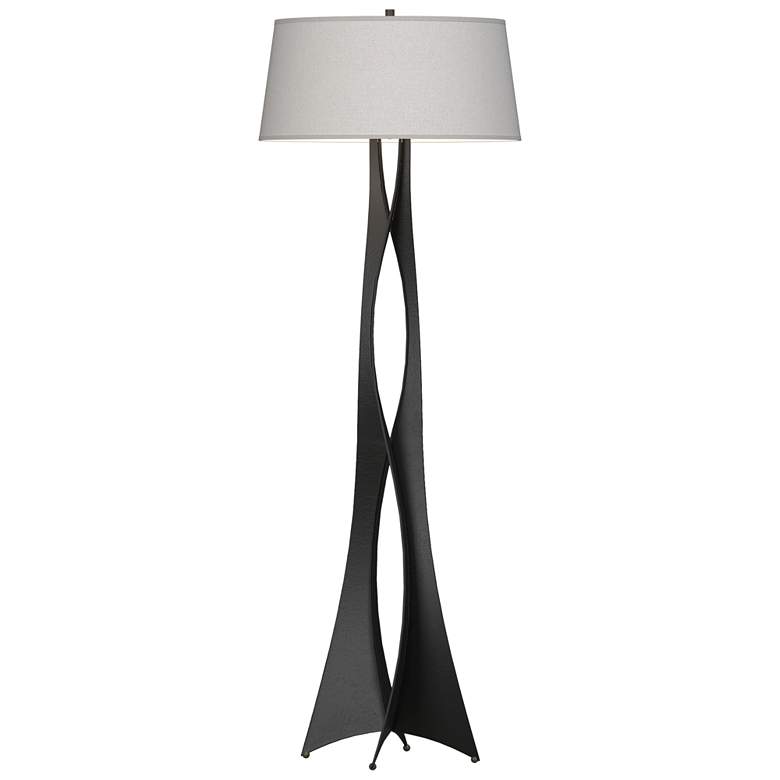 Image 1 Moreau 62.6 inch High Black Floor Lamp With Flax Shade