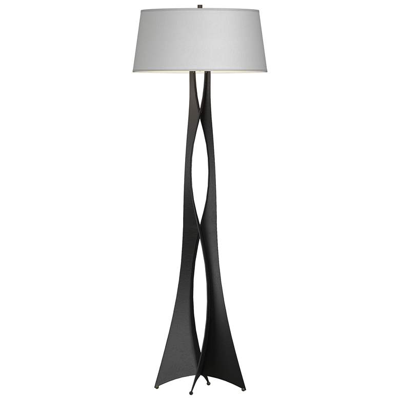 Image 1 Moreau 62.6" High Black Floor Lamp With Natural Anna Shade