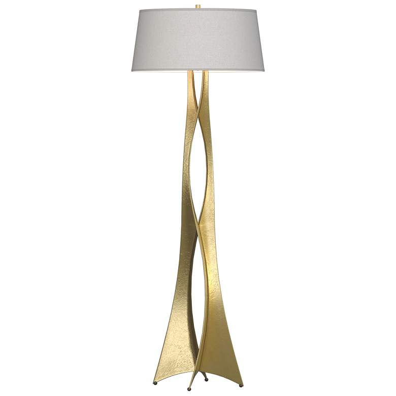 Image 1 Moreau 62.6" High Modern Brass Floor Lamp With Flax Shade