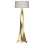 Moreau 62.6" High Modern Brass Floor Lamp With Flax Shade