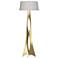 Moreau 62.6" High Modern Brass Floor Lamp With Flax Shade