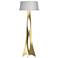 Moreau 62.6" High Modern Brass Floor Lamp With Natural Anna Shade