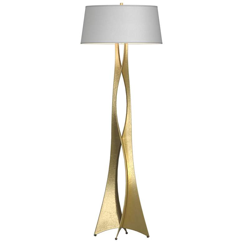 Image 1 Moreau 62.6 inch High Modern Brass Floor Lamp With Natural Anna Shade