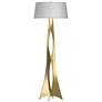 Moreau 62.6" High Modern Brass Floor Lamp With Natural Anna Shade