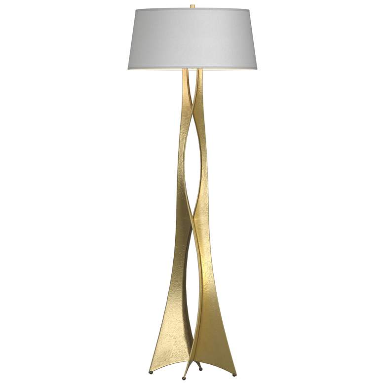 Image 1 Moreau 62.6" High Modern Brass Floor Lamp With Natural Anna Shade
