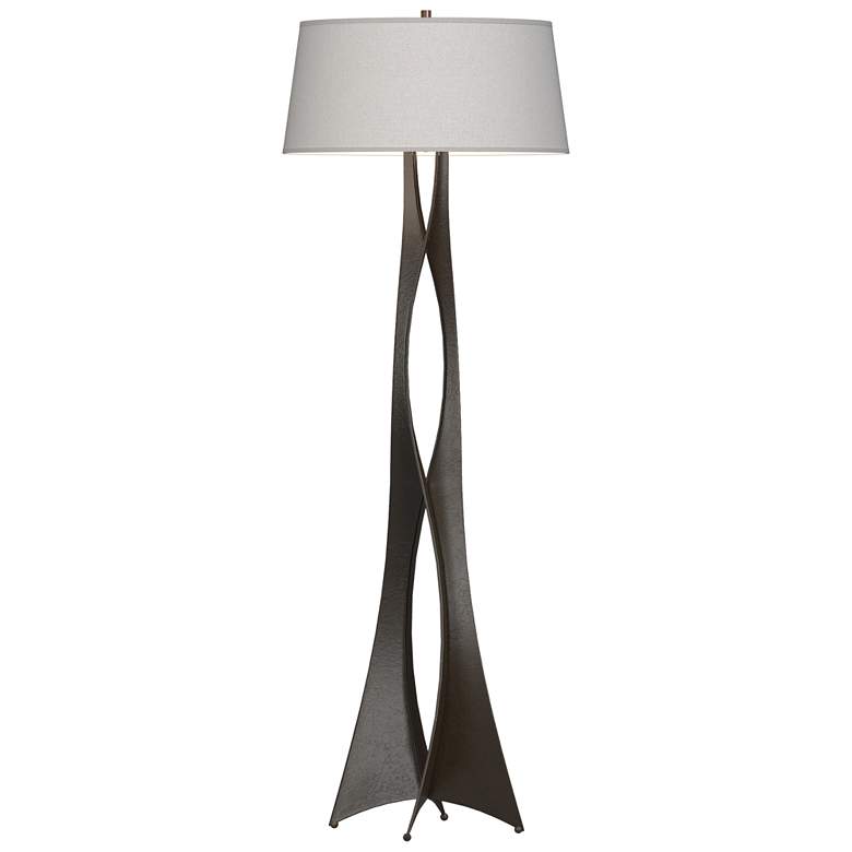 Image 1 Moreau 62.6" High Oil Rubbed Bronze Floor Lamp With Flax Shade
