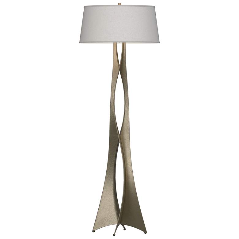 Image 1 Moreau 62.6 inch High Soft Gold Floor Lamp With Flax Shade