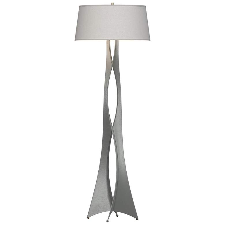 Image 1 Moreau 62.6" High Vintage Platinum Floor Lamp With Flax Shade