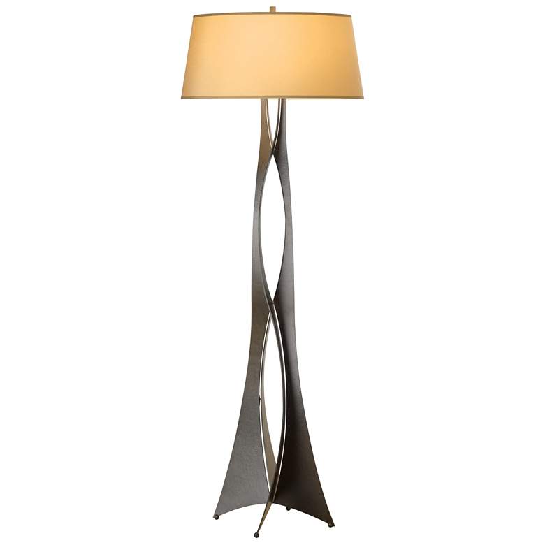 Image 1 Moreau Floor Lamp - Dark Smoke Finish - Doeskin Suede Shade
