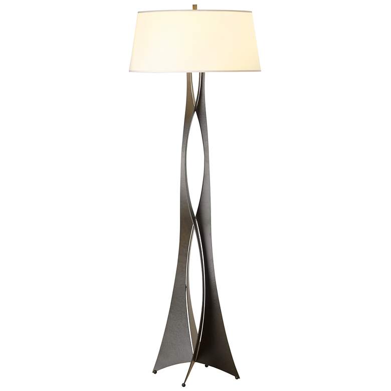 Image 1 Moreau Floor Lamp - Dark Smoke Finish - Natural Anna Shade