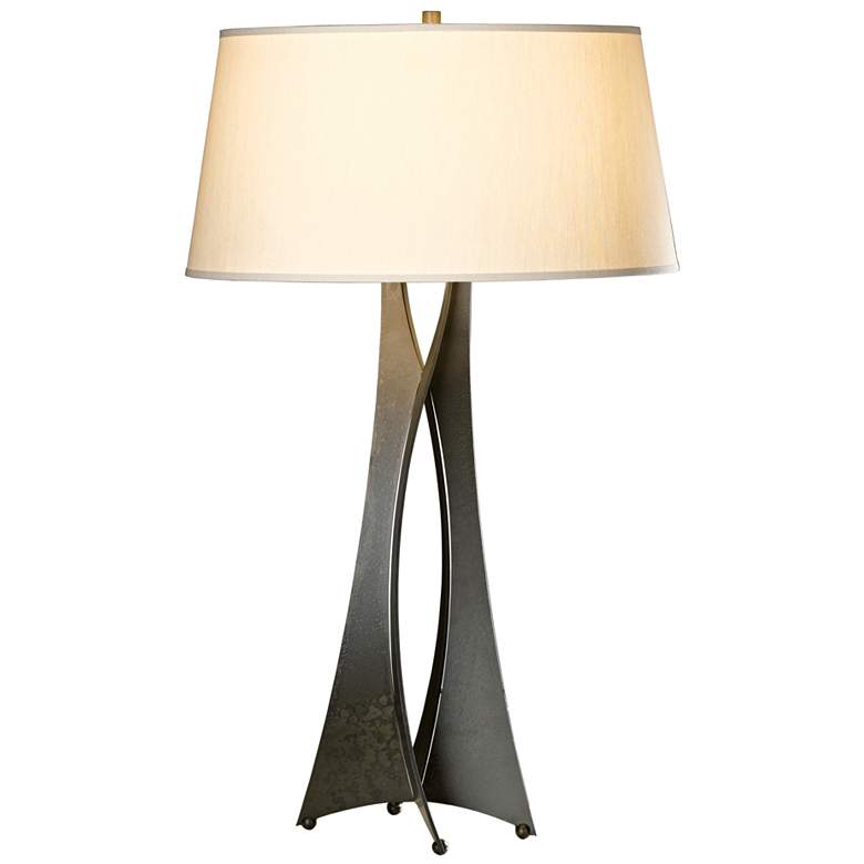 Image 1 Moreau Tall Table Lamp - Dark Smoke Finish - Flax Shade