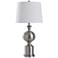 Moreford Brushed Steel Table Lamp with White Fabric Shade