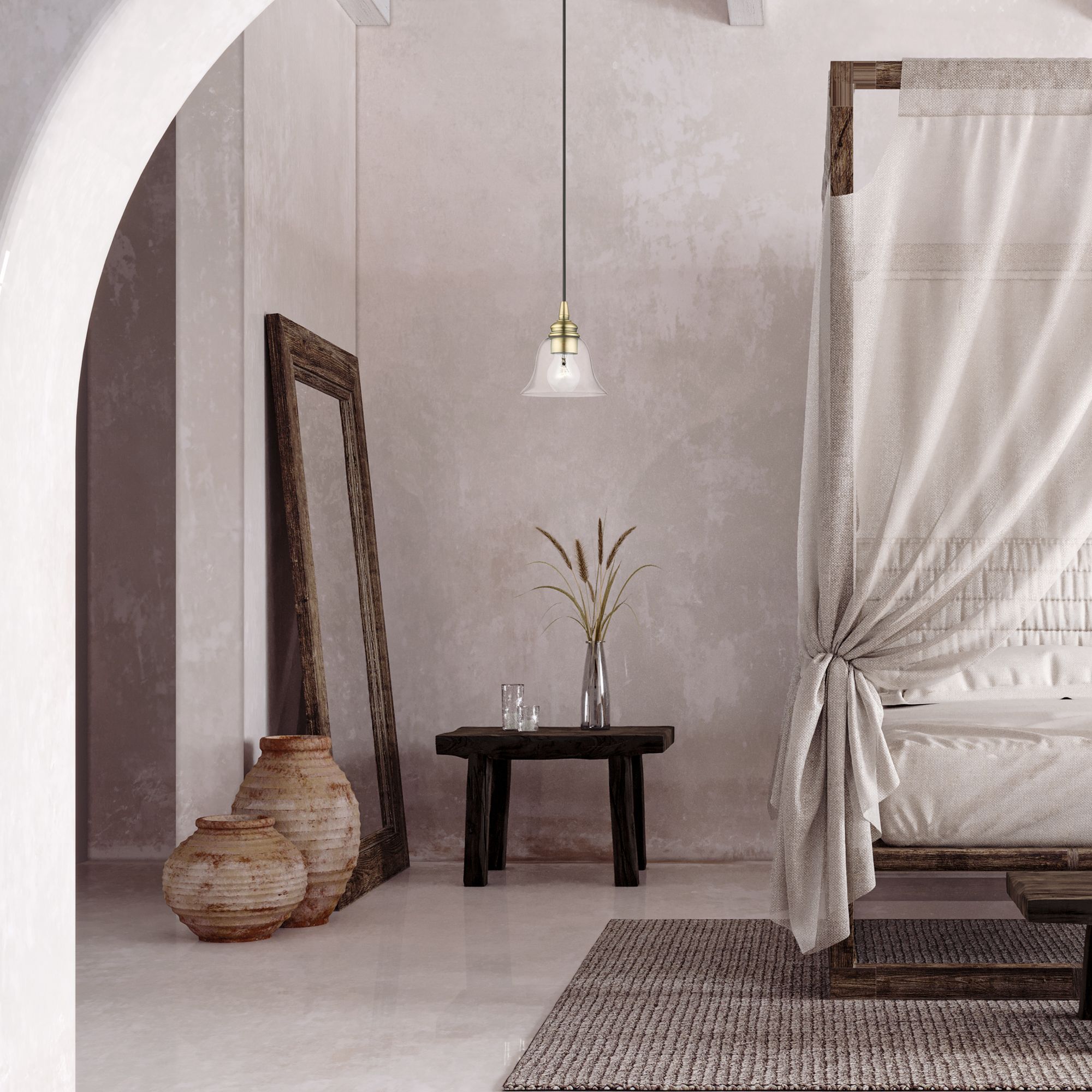 Moreland 1 Light Antique Brass Single Pendant