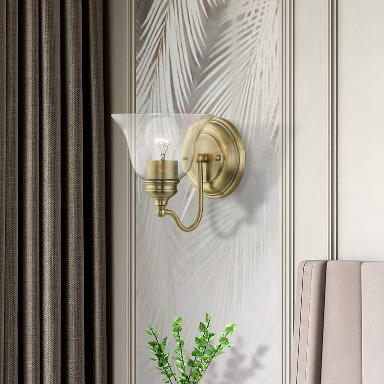 Image 1 Moreland 1 Light Antique Brass Vanity Sconce