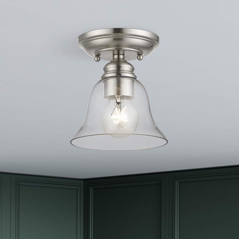 Image 1 Moreland 1 Light Brushed Nickel Small Semi-Flush