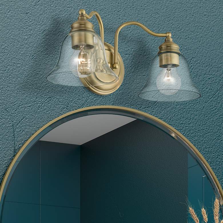 Image 1 Moreland 2 Light Antique Brass Vanity Sconce