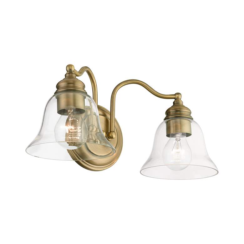 Image 6 Moreland 2 Light Antique Brass Vanity Sconce more views