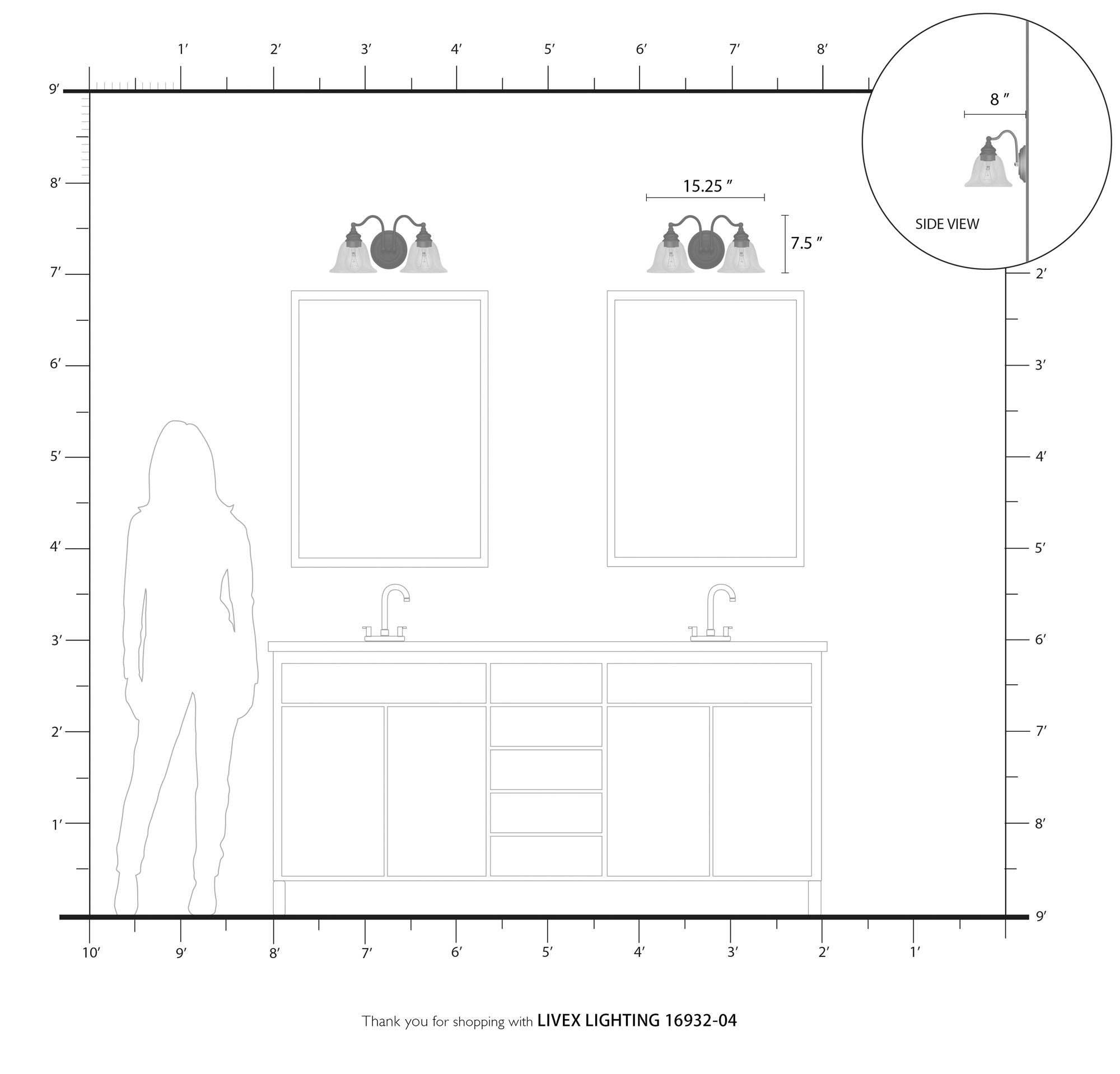 Moreland 2 Light Black Vanity Sconce