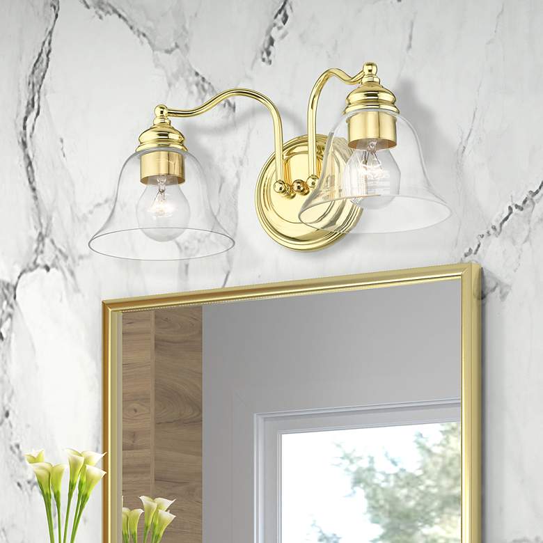 Image 1 Moreland 2 Light Polished Brass Vanity Sconce