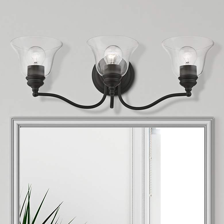 Image 1 Moreland 24" Wide Black 3-Light Vanity Bath Light
