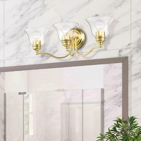 Moreland 24" Wide Polished Brass 3-Light Vanity Bath Light Moreland 24" Wide Polished Brass 3-Light Vanity Bath Light