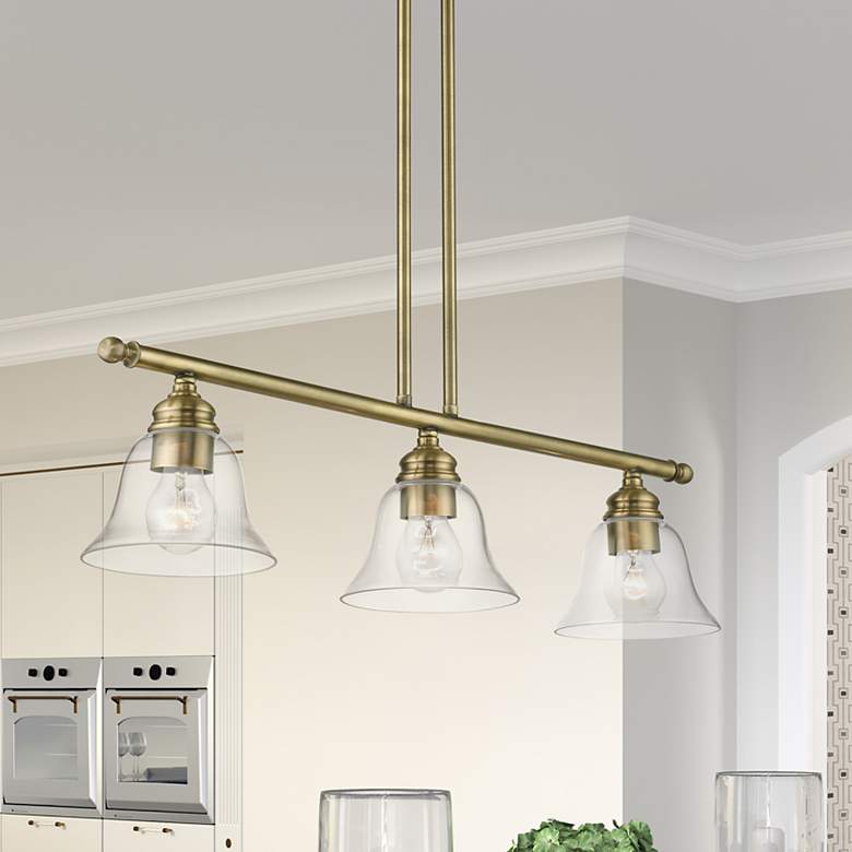 Image 1 Moreland 3 Light Antique Brass Linear Chandelier